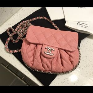 Chanel lambskin pink quilted mini bag